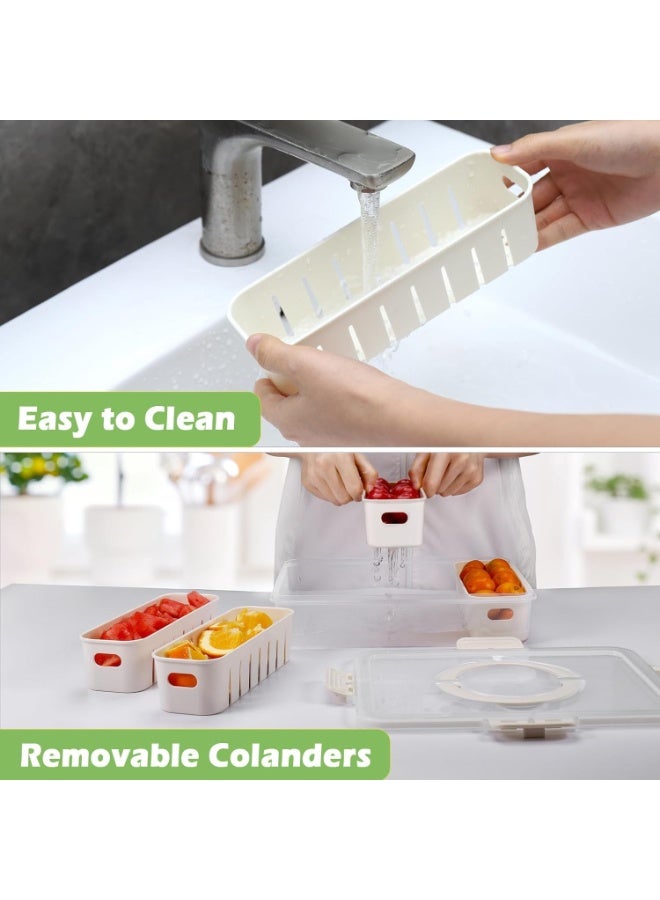 SYOSI Airtight Food Storage Containers, Large Capacity Refrigerator Organizers with Removable Colanders, Drainable Fruit and Vegetable Keepers for Snacks, Salads, Meal Prep, Kitchen Organization - Image 3